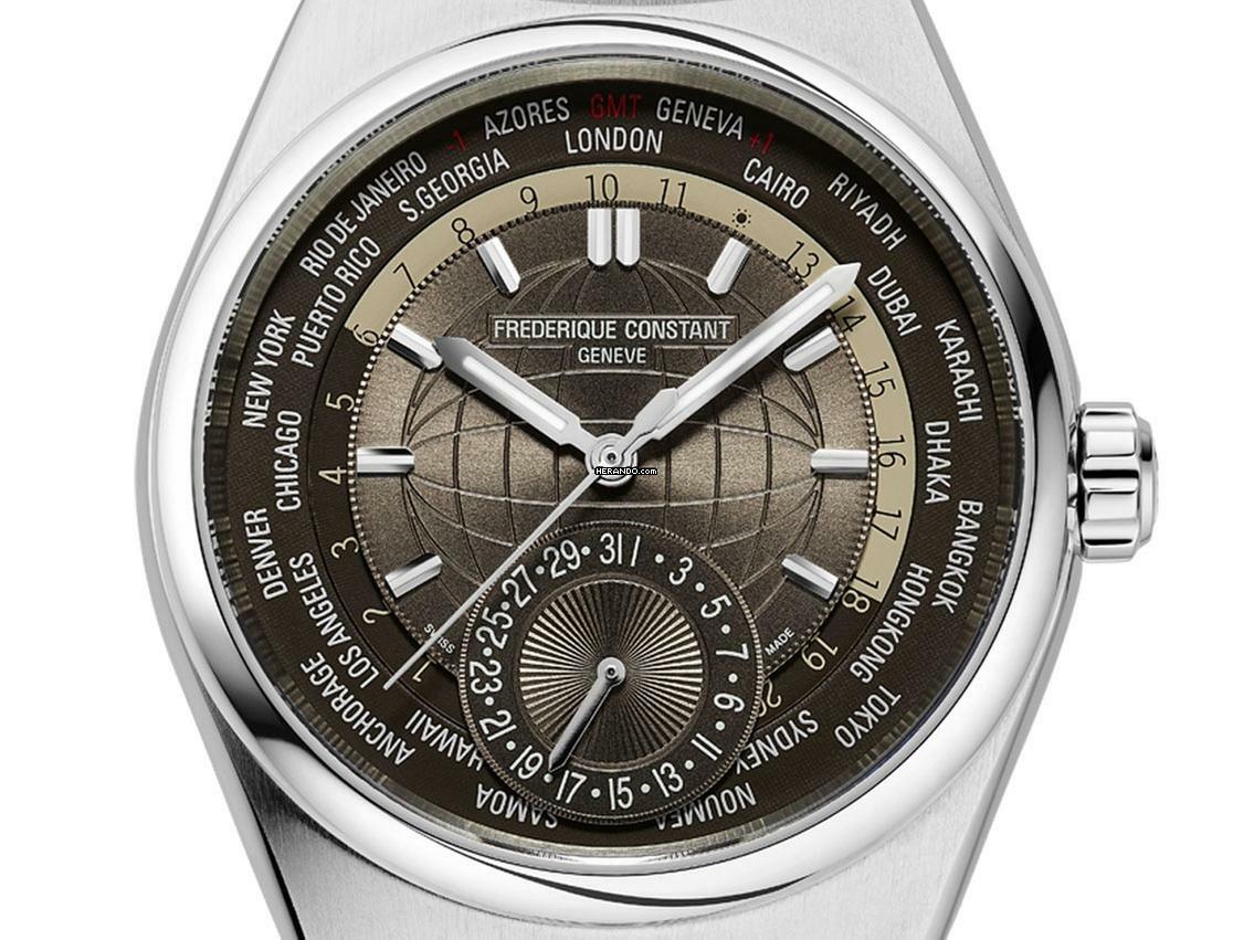  Frederique Constant Manufacture Worldtimer Highlife Worldtimer Stahl Automatik Armband Krokoleder Faltschließe 41mm Ref.FC-718C4NH6 Box&Pap. Full Set Neu 