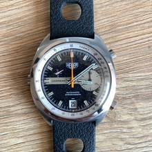 Thumbnail von Heuer Carrera 1153 chronograph Tropical blue dial 1970's </h1>