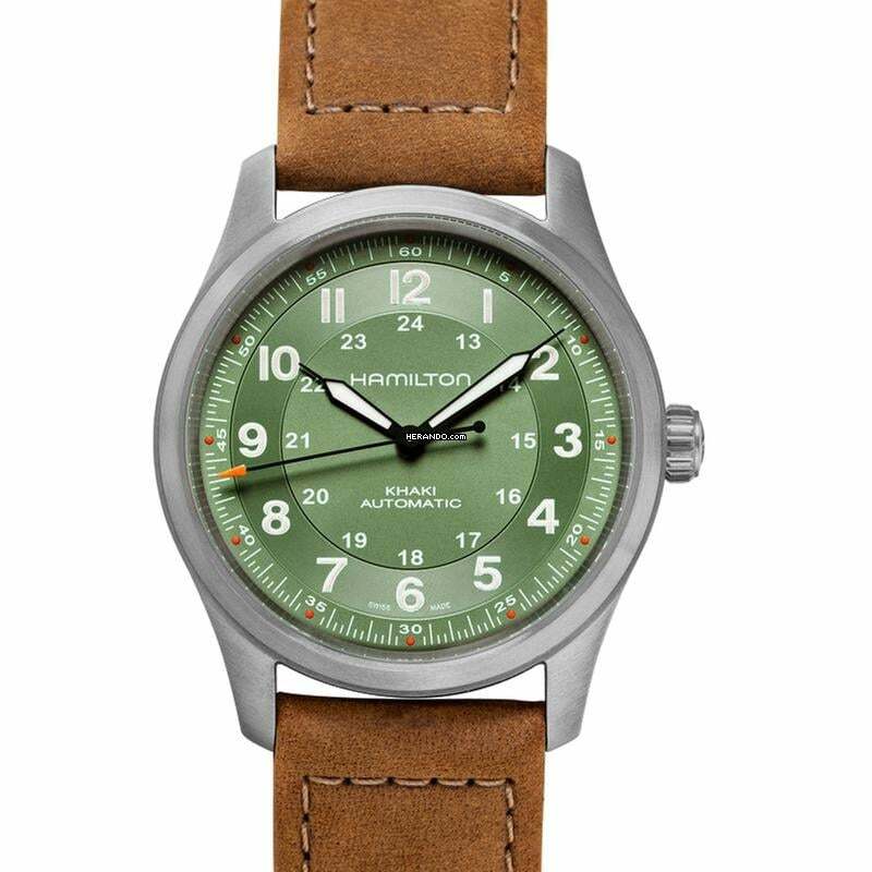 Hamilton Khaki Field Titanium H70205860 - Khaki Field Automatic Green Dial Titanium Men's Watch </h1>