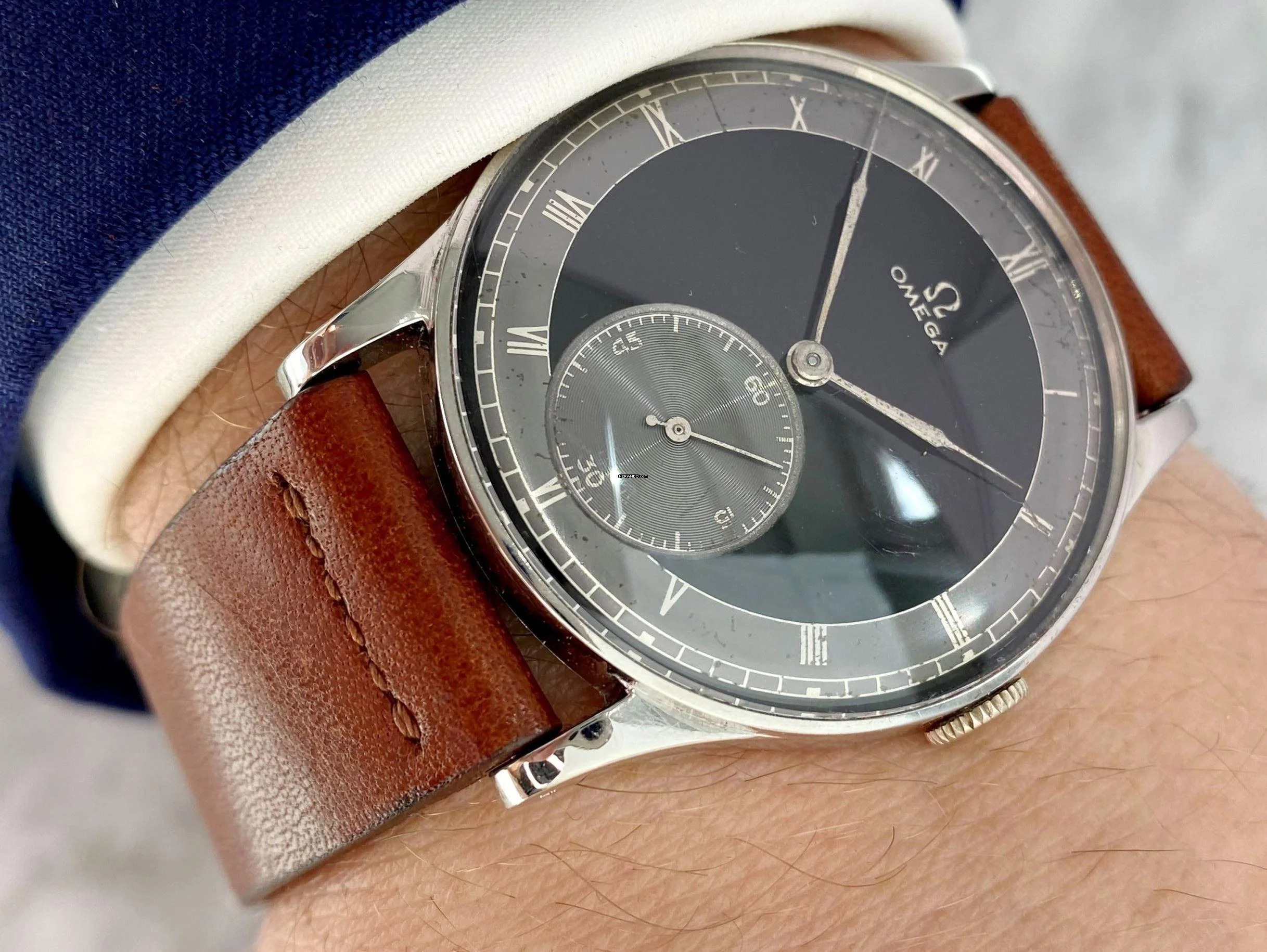  Omega Classic Oversize Jumbo Vintage 37mm Art Deco 30t2 ck 859 Black-Grey Two Tone Dial ck 859 