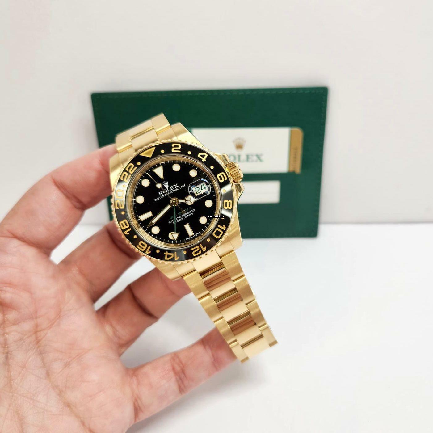  Rolex GMT-Master II Yellow Gold Black Dial 40mm Completo 