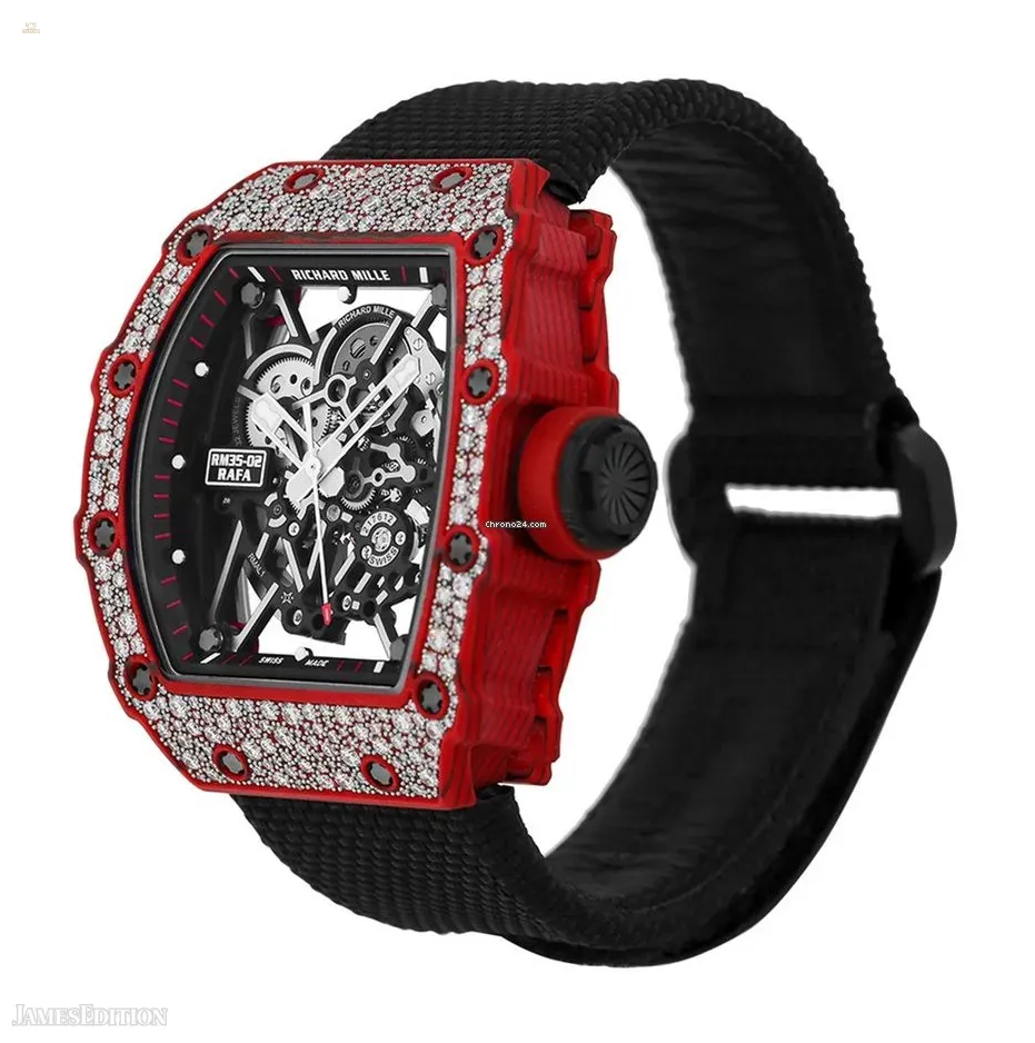 Richard Mille [2019 NEW] RM 35-02 Red Quartz-TPT Diamonds Watch