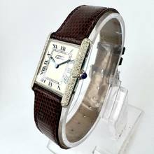 Thumbnail von Cartier Tank Quartz 23mm Silver 0.67TCW Diamond Watch </h1>