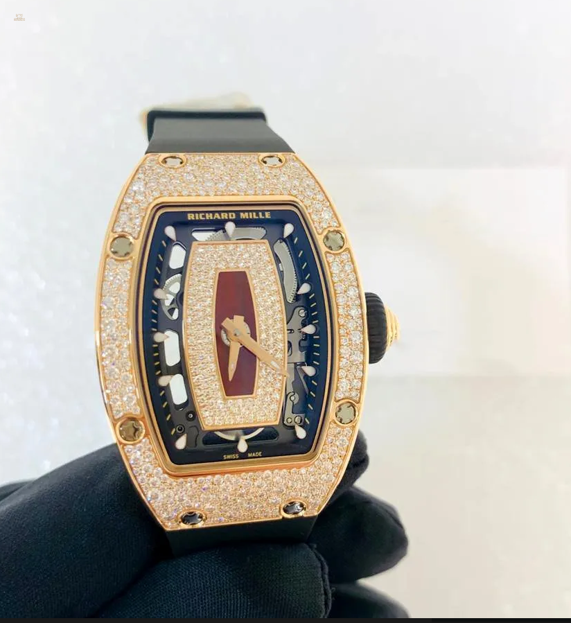 Richard Mille [NEW] RM 07-01 Rose Gold Red Snow Diamonds Jasper Dial