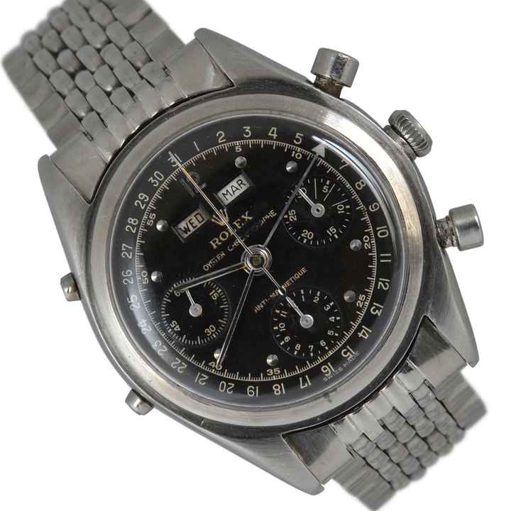  Rolex Chronograph Dato Compax 4767 Jean-Claude Killy chronograph black dial very rare 1947's  