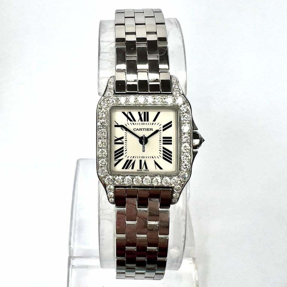 Cartier Santos Demoiselle 2698 Quartz 20mm Steel 1.10TCW Diamond Watch </h1>