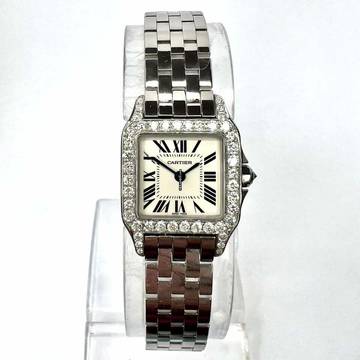  Cartier Santos Demoiselle 2698 Quartz 20mm Steel 1.10TCW Diamond Watch </h1> 