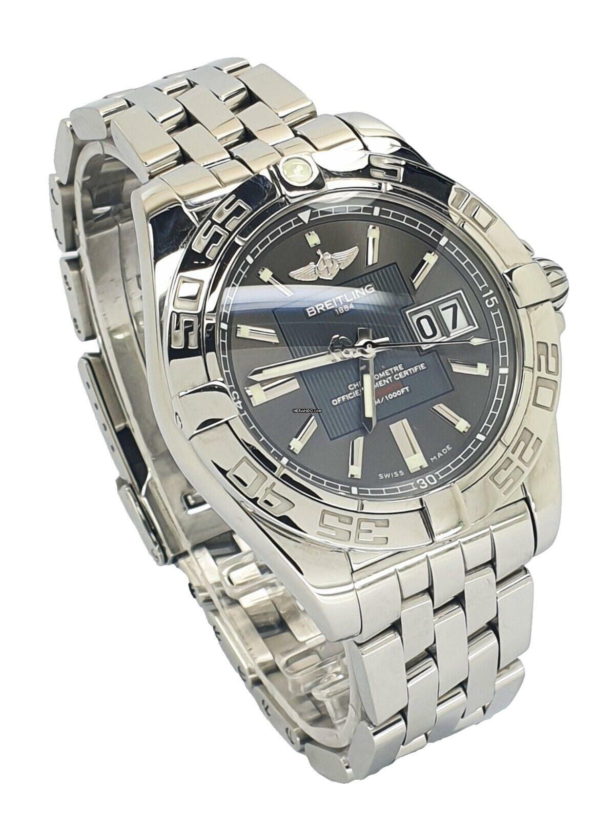  Breitling Galactic 41 grey Dial Full Set  