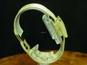 Thumbnail von Iduna 14kt 585 Gold Handaufzug Damenuhr / Klappdeckel In Gürtelschnallenform </h1>