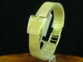 Thumbnail von Iduna 14kt 585 Gold Handaufzug Damenuhr / Klappdeckel In Gürtelschnallenform </h1>