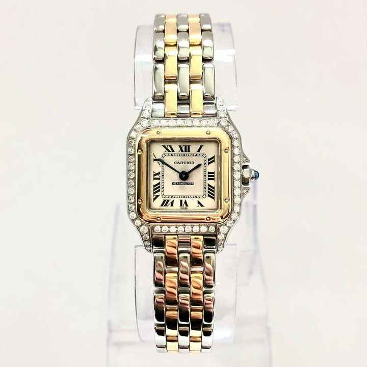  Cartier Panthère Quartz 23mm 2 Row Gold 0.54TCW Diamond Watch </h1> 