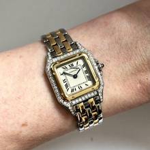 Thumbnail von Cartier Panthère Quartz 23mm 2 Row Gold 0.54TCW Diamond Watch </h1>