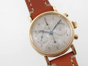 Thumbnail von Chronoswiss Chronometer Chronograph Automatik massiv 18 Karat Gelbgold mit Glasboden im Top Zustand </h1>