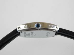 Thumbnail von Cartier Tonneau 18 Karat Weißgold Tonneau Damenuhr mit neuem original band und original Weißgold Schließe </h1>