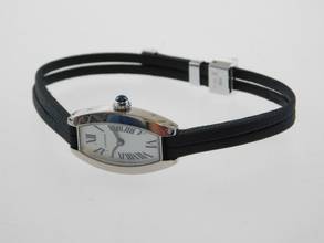 Thumbnail von Cartier Tonneau 18 Karat Weißgold Tonneau Damenuhr mit neuem original band und original Weißgold Schließe </h1>