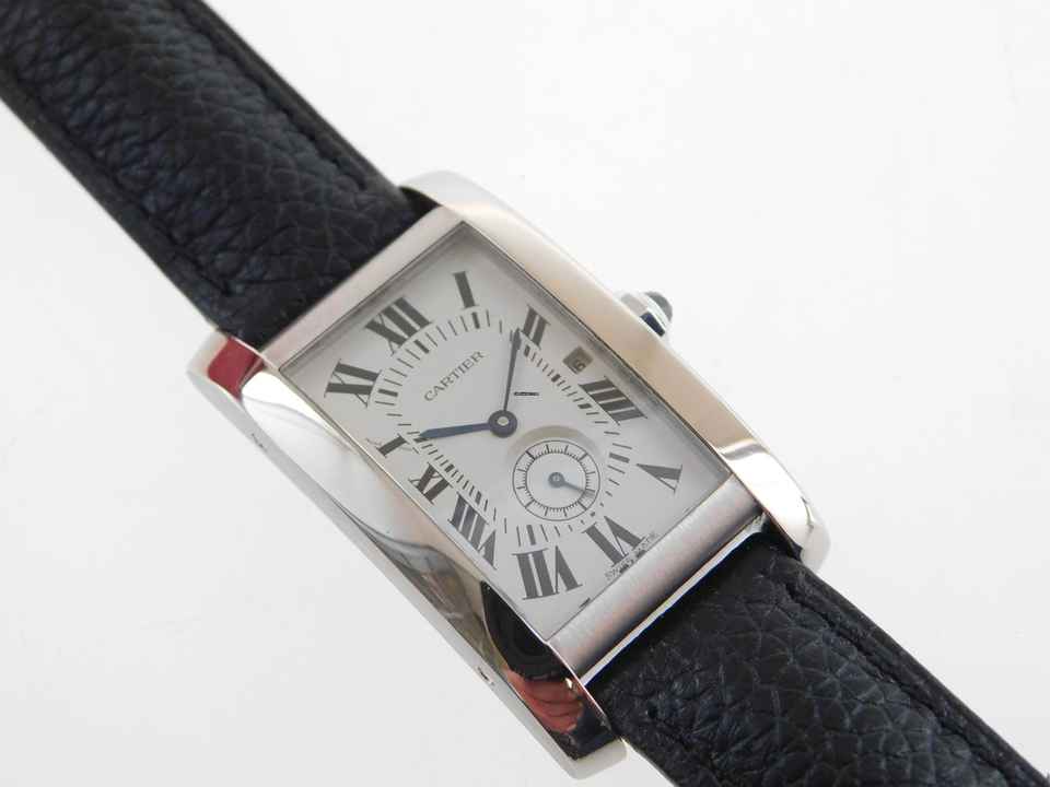  Cartier Tank Américaine 18 Kt Weißgold Tank Américaine Herrenuhr Full Set plus Voll Revision 2023 </h1> 