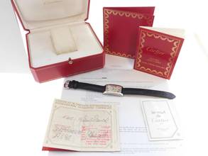 Thumbnail von Cartier Tank Américaine 18 Kt Weißgold Tank Américaine Herrenuhr Full Set plus Voll Revision 2023 </h1>