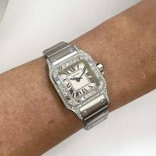 Thumbnail von Cartier Santos Galbée Quartz 24mm Steel 1.06TCW DIAMOND Watch NEW Model </h1>