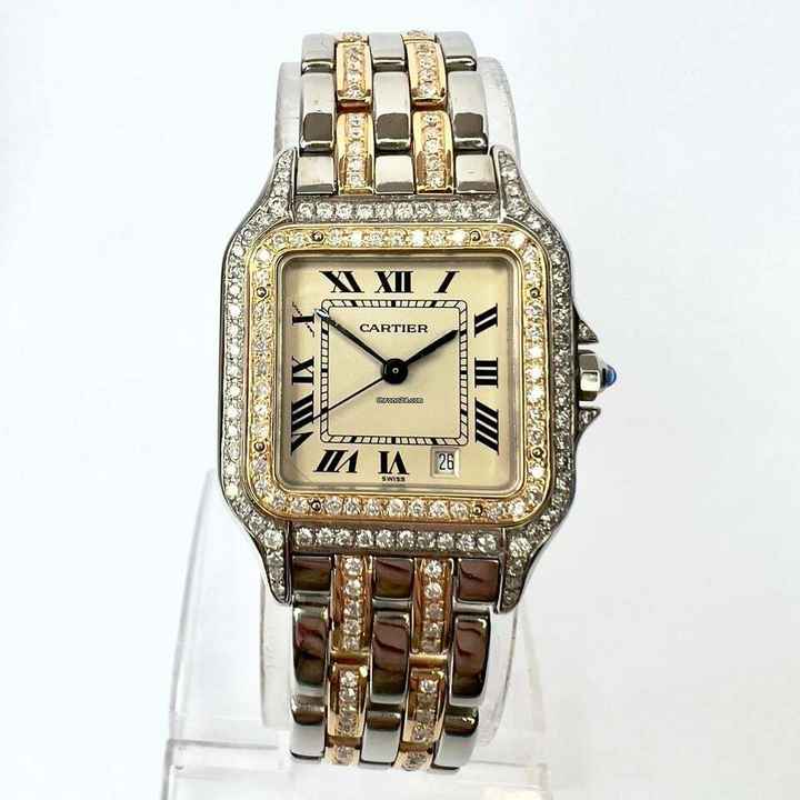  Cartier Panthère 27mm 2 Row Gold Quartz 3.7TCW DIAMOND Watch </h1> 