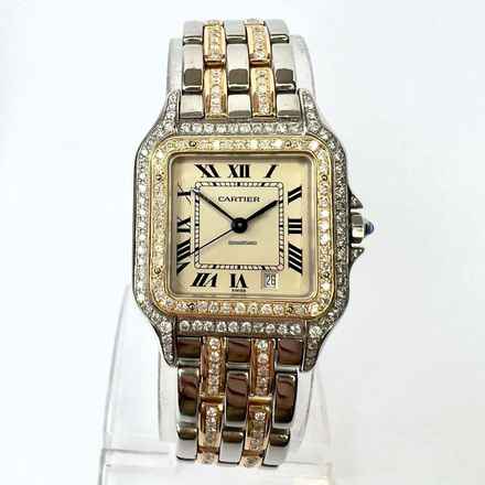 Cartier Panthère 27mm 2 Row Gold Quartz 3.7TCW DIAMOND Watch </h1> 