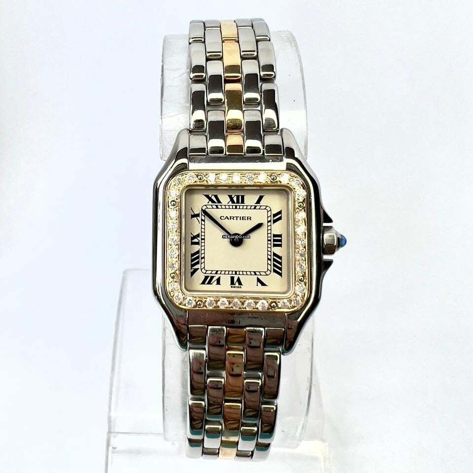  Cartier Panthère Quartz 23mm 1 Row Gold 0.32TCW DIAMOND Watch </h1> 