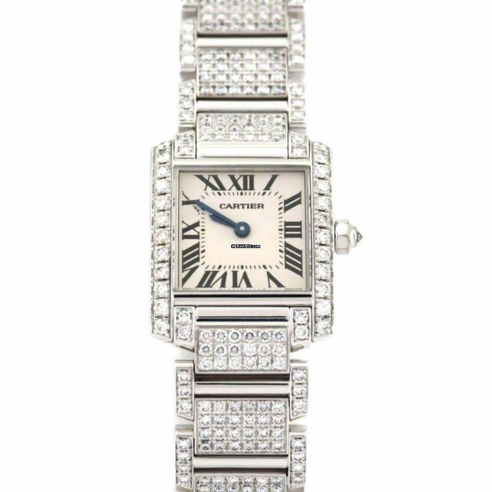 Cartier Tank Française Quartz 20mm Steel 6.11TCW Full DIAMOND Watch </h1>
