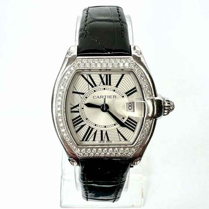  Cartier Roadster Quartz 18K White Gold 31mm ~1TCW FACTORY DIAMOND Watch </h1> 
