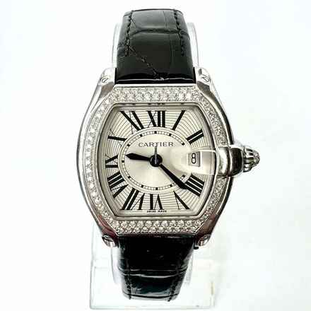  Cartier Roadster Quartz 18K White Gold 31mm ~1TCW FACTORY DIAMOND Watch </h1> 