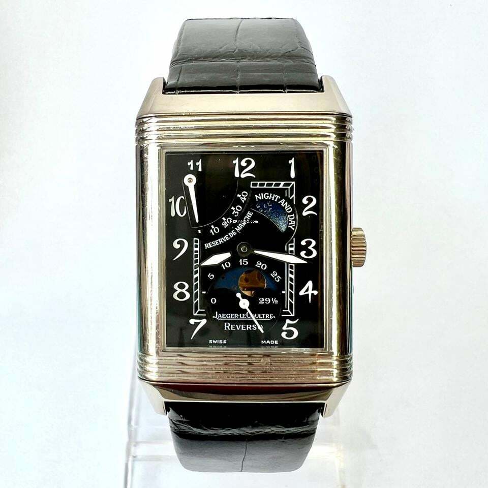 Jaeger-LeCoultre Reverso Night and Day 18K White Gold Watch </h1>