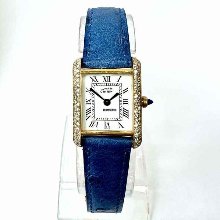  Cartier Tank Hand Winding 21mm GP Silver 0.67TCW Diamond Watch </h1> 