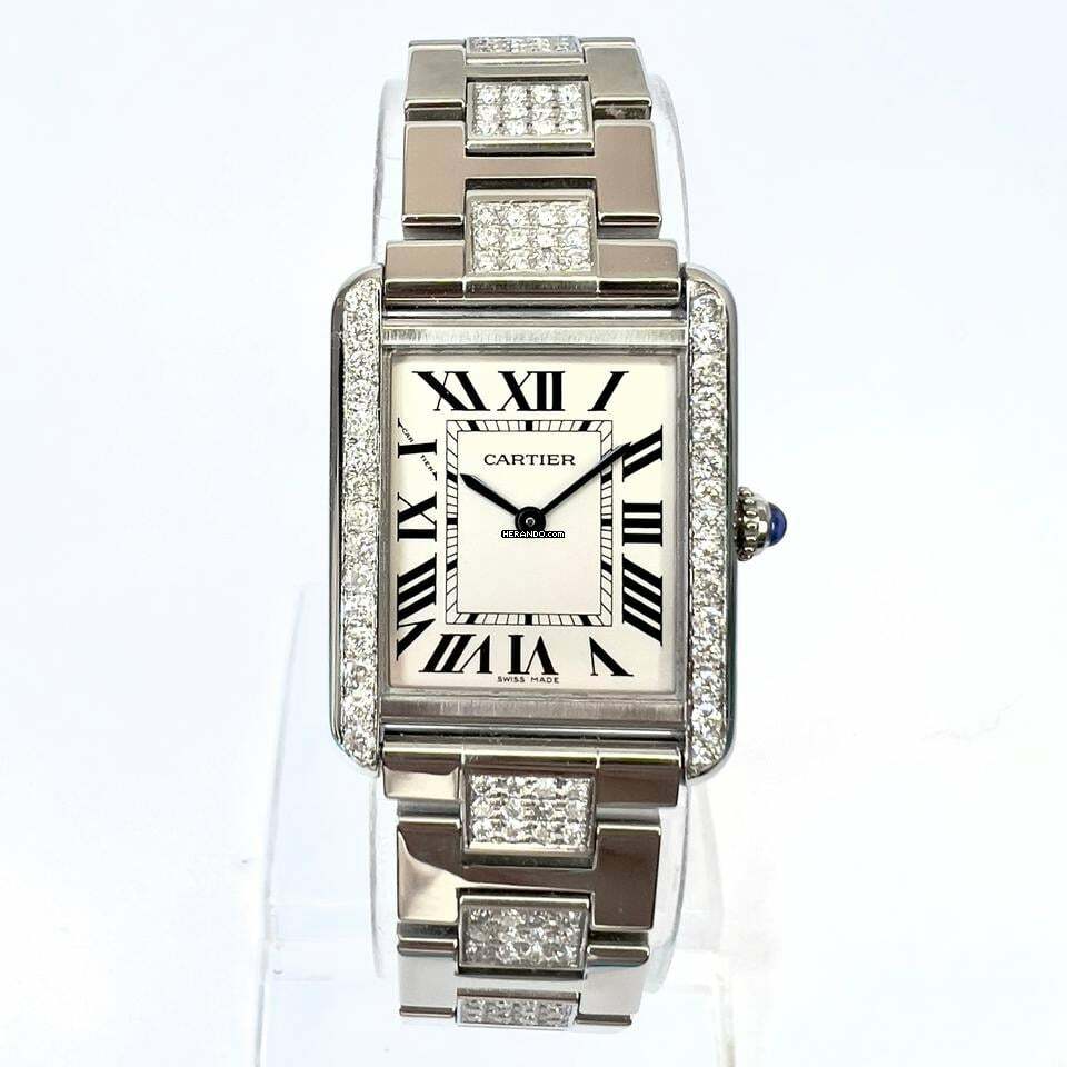 Cartier Tank Solo Quartz 24mm Steel 1.53TCW DIAMOND Watch </h1>