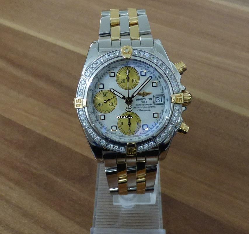  Breitling Chrono Cockpit Stahl / 18k Gold MOP und Diamanten </h1> 