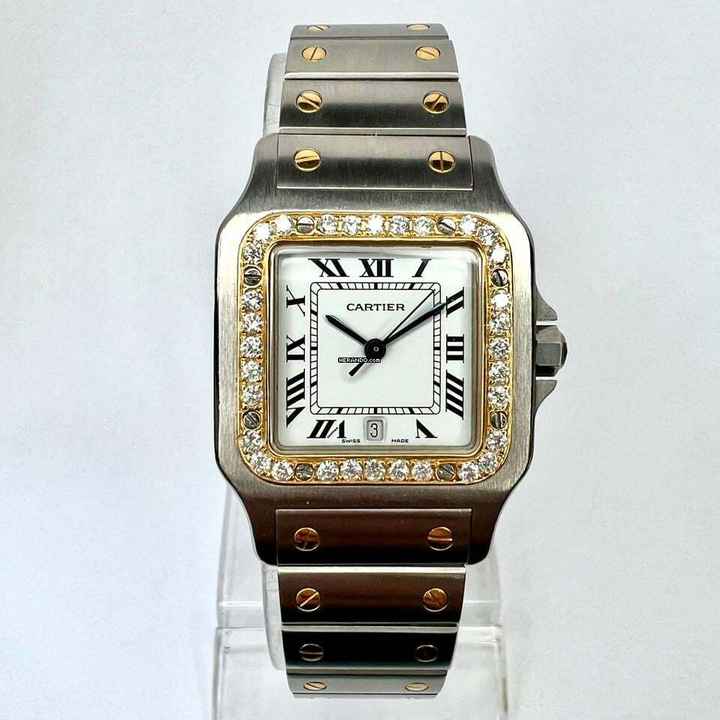  Cartier Santos Galbée 29mm Quartz 2 Tone 0.85TCW DIAMOND Watch  NEW Model </h1> 