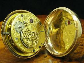 Thumbnail von William Smith Gold Mantel Open Face Spindeltaschenuhr Mit Schnecke & Kette </h1>