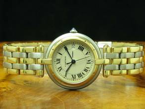 Thumbnail von Cartier Cougar Panthere Gold / Stahl Damenuhr / Kaliver Cartier 83 / Ref 183964 </h1>
