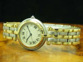Thumbnail von Cartier Cougar Panthere Gold / Stahl Damenuhr / Kaliver Cartier 83 / Ref 183964 </h1>