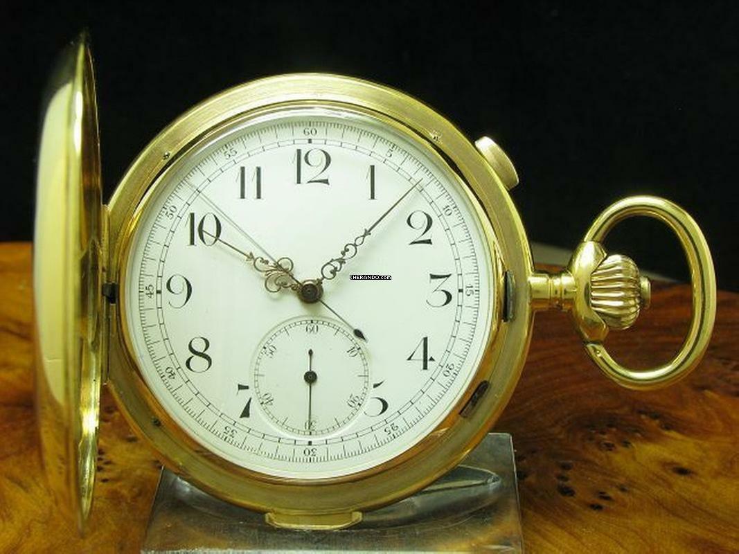 14kt 585 Gold Savonette Sprungdeckel Taschenuhr Chronograph Viertel-repetition </h1>