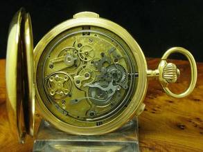 Thumbnail von 14kt 585 Gold Savonette Sprungdeckel Taschenuhr Chronograph Viertel-repetition </h1>