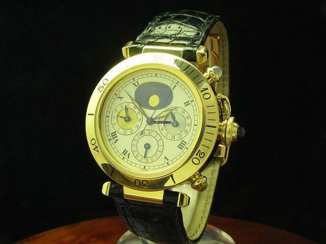 Cartier Pasha 18kt 750 Gold 3-time Zones Automatic Herrenuhr / Ref M204579/0925 </h1>