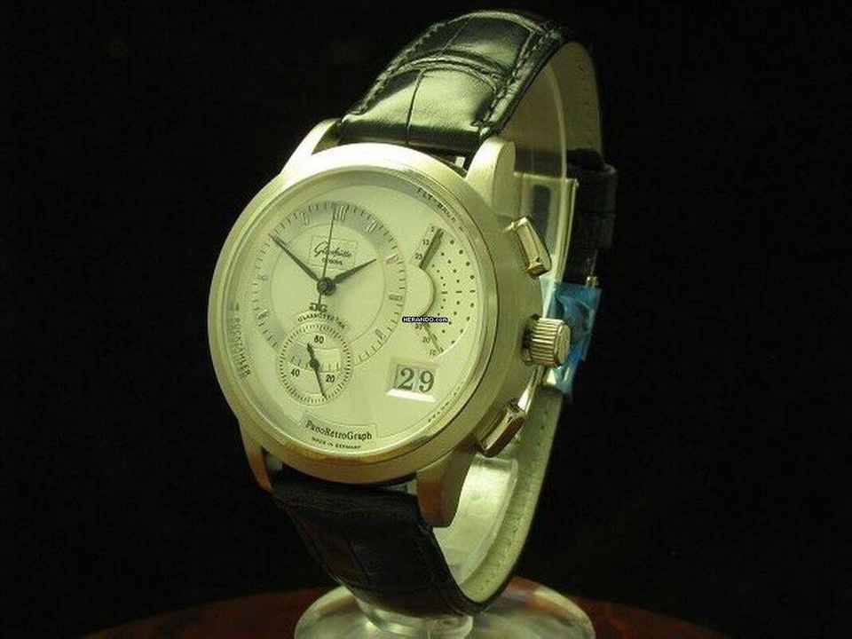  Glashütte Original PanoRetroGraph 18kt 750 Gold Herrenuhr / Ref 60-01-02-02-06 </h1> 