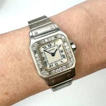 Thumbnail von Cartier Santos Galbée 24mm Quartz Steel 0.69TCW Watch NEW Model </h1>