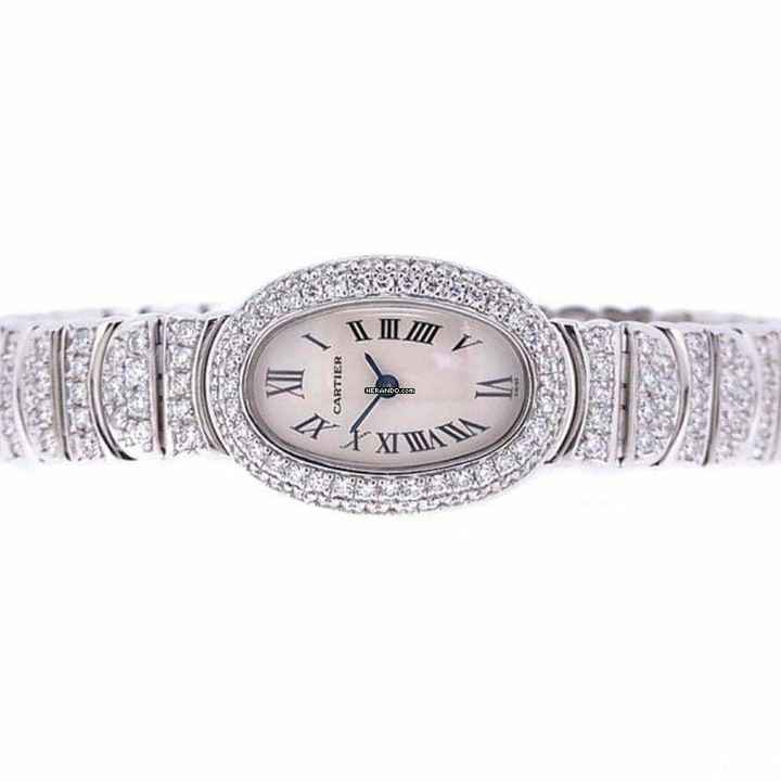  Cartier Baignoire Mini 18mm 18K White Gold ~5TCW Watch </h1> 