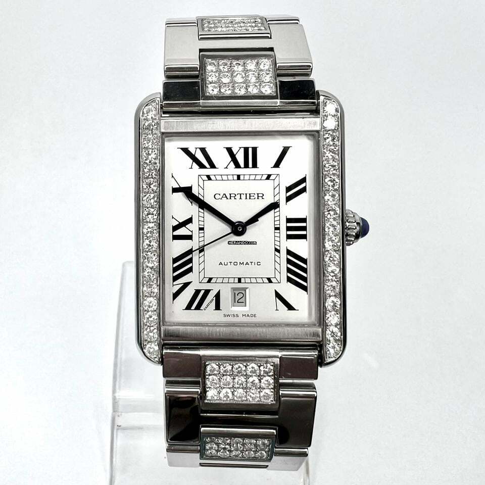 Cartier Tank Solo 3800 Automatic 31mm Steel 3.48TCW DIAMOND Watch </h1>
