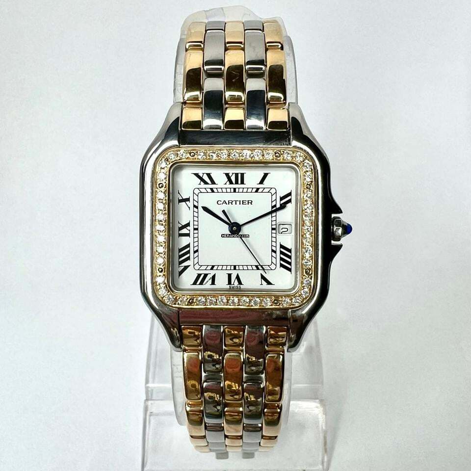  Cartier Panthère Quartz Jumbo 29mm 3 Row Gold 0.55TCW DIAMOND Watch </h1> 