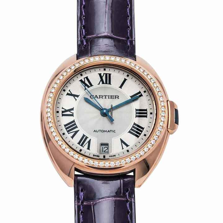  Cartier Clé de Cartier WJCL0013 - Cle Flinque Automatic Silver Dial 18kt Rose Gold Ladies Watch </h1> 