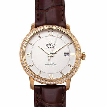  Omega De Ville Prestige 424.58.40.20.52.001 - De Ville Automatic Silver Dial 18kt Yellow Gold Men's Watch </h1> 