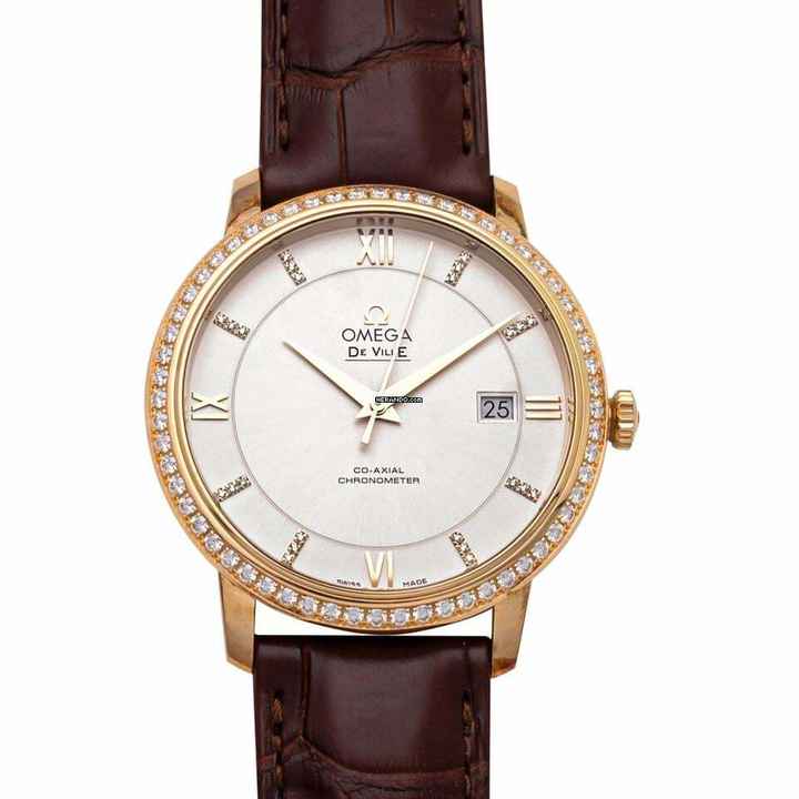  Omega De Ville Prestige 424.58.40.20.52.001 - De Ville Automatic Silver Dial 18kt Yellow Gold Men's Watch </h1> 