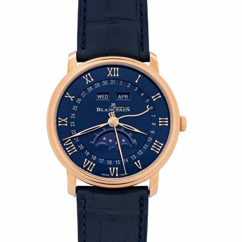 Blancpain Villeret Quantième Complet 6654-3640-55B - Villeret Automatic Blue Dial 18kt Rose Gold Men's Watch </h1>