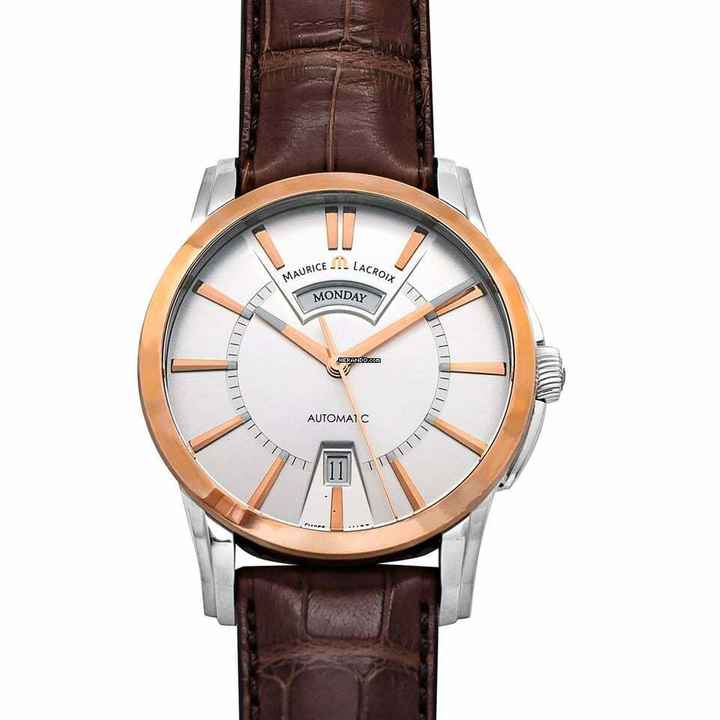  Maurice Lacroix Pontos Day Date PT6158-PS101-13E - Pontos Automatic Silver-tone Dial 18kt Rose Gold Men's Watch </h1> 