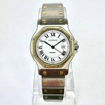  Cartier Santos OCTAGON Automatic Date 31mm 2 Tone Watch </h1> 